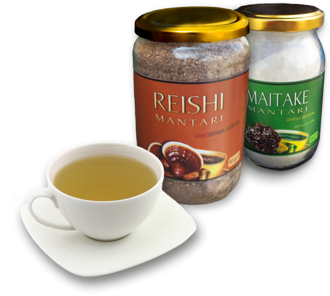 maitake reishi kavanoz ve çay